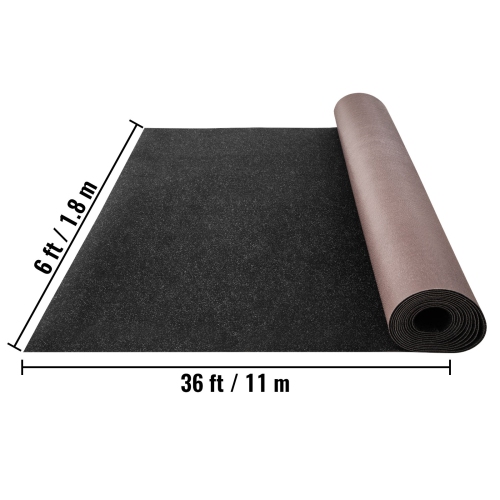 VEVOR 6 x 36 ft Marine Carpet, Boat Carpeting, Charcoal Black Marine Grade Boat Carpet, Indoor/Outdoor Marine Carpeting with Water-proof TPR Backing,