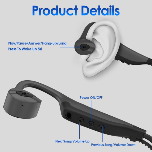 Bone Conduction Swimming Headphones Underwater Bluetooth IPX68 Waterproof Headphones with Microphones 16G Memory for Sports