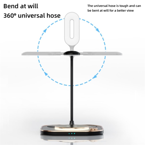 3-in-1 Wireless Charging Station, Table Lamp Style Charger Multiple Protection Functions, for Office, Home, Black