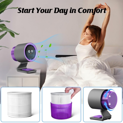 Portable Fan with Air Purifier,Personal Fan with Four Different Emotions,Desk Fans Small Quiet,4 Speed Adjustment Cooling Fan