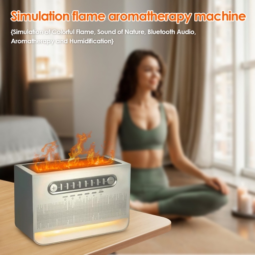 Flame Humidifier Aromatherapy Diffuser BT Speaker Desk Humidifier for Learning Yoga Office