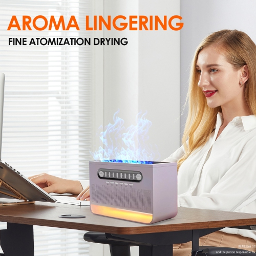Flame Humidifier Aromatherapy Diffuser BT Speaker Desk Humidifier for Learning Yoga Office
