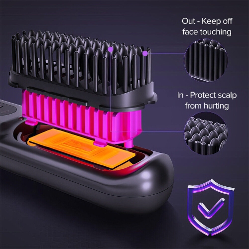 Brosse lissante sans fil, brosse chauffante portative et rechargeable pour le voyage et le quotidien