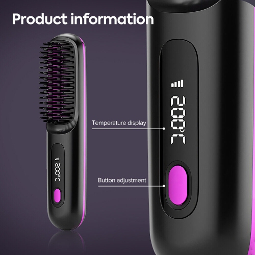 Brosse lissante sans fil, brosse chauffante portative et rechargeable pour le voyage et le quotidien