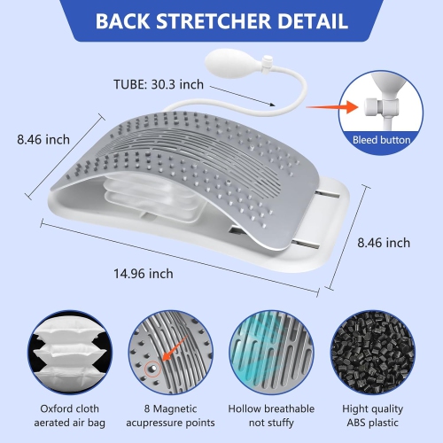 Adjustable Air Cushion Back Stretcher,Back Cracker for Lower Back Pain Relief - 440 lbs Weight Capacity