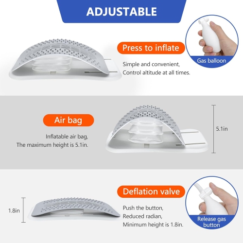 Adjustable Air Cushion Back Stretcher,Back Cracker for Lower Back Pain Relief - 440 lbs Weight Capacity