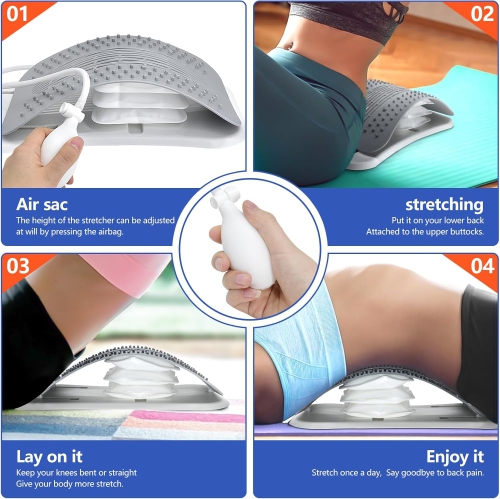 Adjustable Air Cushion Back Stretcher,Back Cracker for Lower Back Pain Relief - 440 lbs Weight Capacity
