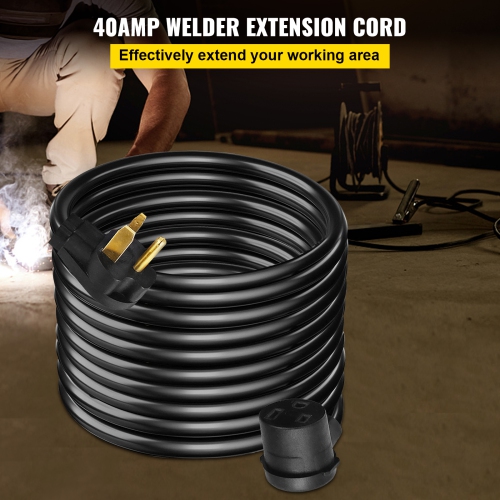 VEVOR 40Amp 25ft 250V Welder Extension Cord, Welding Power Cord with NEMA 6-50 Plug 8 Gauge 3 Prong for MIG,Lincoln,Plasma,Miller,TIG