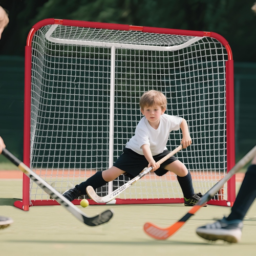 Soozier 6' x 4' Hockey Goal, Easy Set Up Hockey Net with Steel Frame, PE Mesh, Street Hockey Net, Lightweight & Portable, Indoor & Outdoor Training