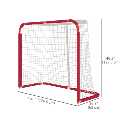 Soozier 6' x 4' Hockey Goal, Easy Set Up Hockey Net with Steel Frame, PE Mesh, Street Hockey Net, Lightweight & Portable, Indoor & Outdoor Training