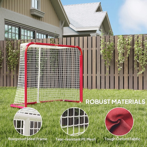 Soozier 6' x 4' Hockey Goal, Easy Set Up Hockey Net with Steel Frame, PE Mesh, Street Hockey Net, Lightweight & Portable, Indoor & Outdoor Training