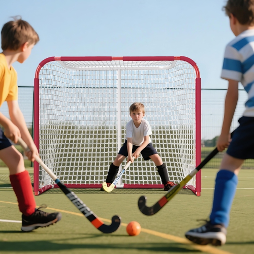 Soozier 6' x 4' Hockey Goal, Easy Set Up Hockey Net with Steel Frame, PE Mesh, Street Hockey Net, Lightweight & Portable, Indoor & Outdoor Training