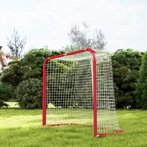 Soozier 6' x 4' Hockey Goal, Easy Set Up Hockey Net with Steel Frame, PE Mesh, Street Hockey Net, Lightweight & Portable, Indoor & Outdoor Training