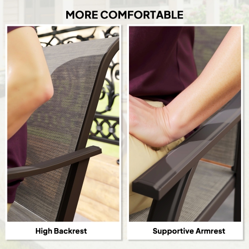 Outsunny Patio Dining Chair Set of 4, Outdoor Patio Chairs with Armrests, High Back Mesh Balcony Chairs for Backyard, Porch, Poolside, Deck, Garden,