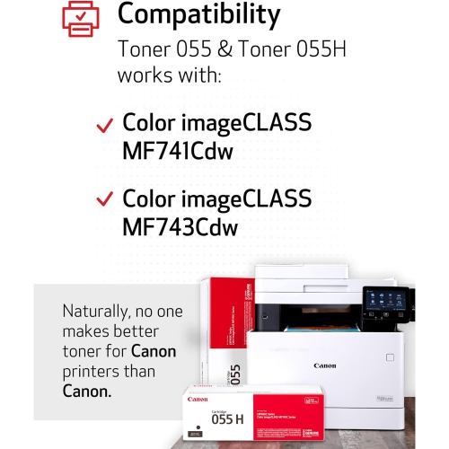 Canon Genuine Toner, Cartridge 055,Black,For Use with LBP664Cdw, MF741Cdw, MF743Cdw, MF745Cdw, MF746Cdw