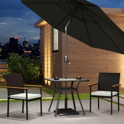 Ensemble de 2 chaises de patio empilables en osier Outsunny, chaises de salle à manger d'extérieur en rotin de PE avec coussin amovible, accoudoir