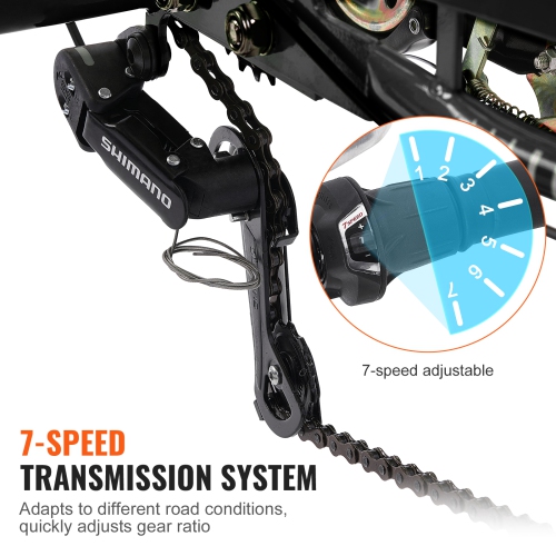 VEVOR 7 Speed Adult Tricycles Bike, Adult Trikes, 24 Inch Three-Wheeled Bicycles, Carbon Steel Cruiser Bike with Basket and Adjustable Seat, Picnic