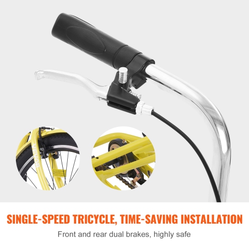 Tricycle VEVOR de 20&nbsp;po pour adultes, vélos à trois roues, tricycles à 3 roues, vélo de promenade en acier au carbone avec panier et siège