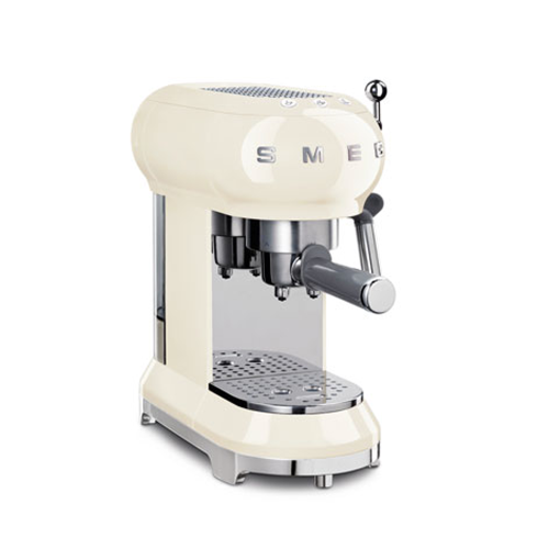 Open Box- Smeg ECF02CRUS 50's Style Manual Espresso Machine with 15 Bar Pressure - Cream