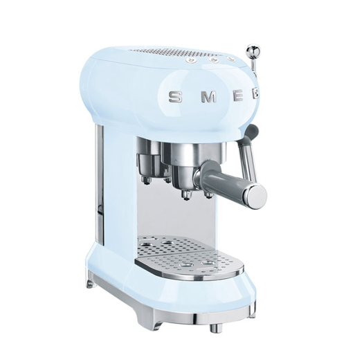 Boîte ouverte - ECF02PBUS Machine à espresso manuelle des années 50 de Smeg avec pression de 15 bars - Bleu pastel