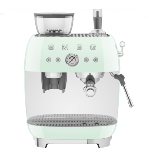 Open Box-Smeg EGF03PGUS Manual Espresso Coffee Machine with Frother & Coffee Grinder - Pastel Green
