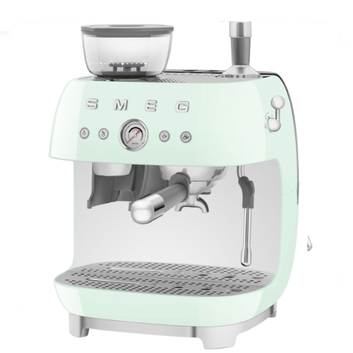 Open Box-Smeg EGF03PGUS Manual Espresso Coffee Machine with Frother & Coffee Grinder - Pastel Green