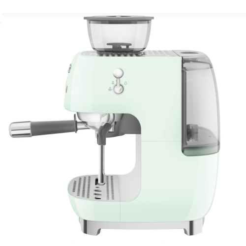 Open Box-Smeg EGF03PGUS Manual Espresso Coffee Machine with Frother & Coffee Grinder - Pastel Green