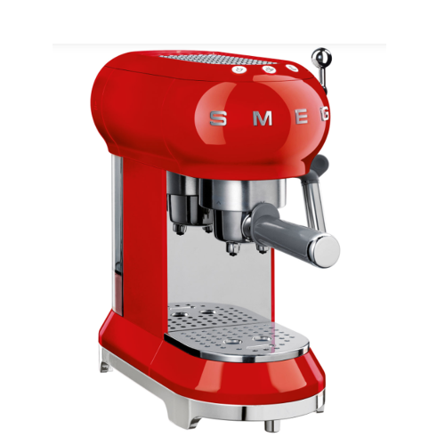 Open Box- Smeg ECF02RDUS 50's Style Manual Espresso Machine with 15 Bar Pressure -Red