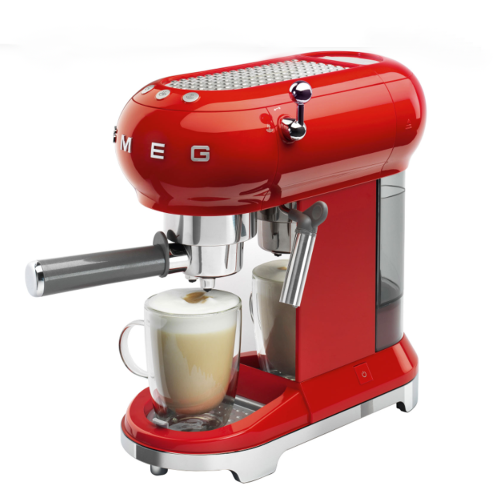 Open Box- Smeg ECF02RDUS 50's Style Manual Espresso Machine with 15 Bar Pressure -Red