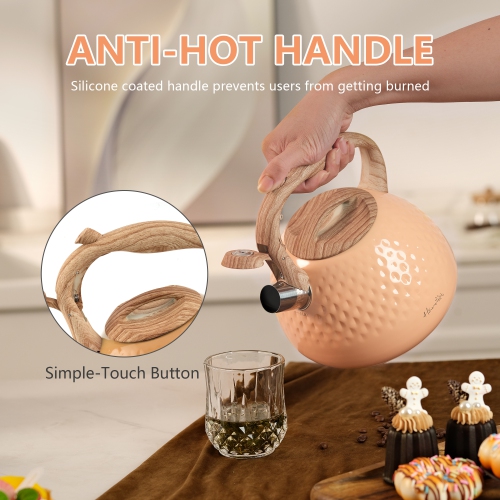 Zachvo harriet Tea Kettle, Tea Pot for Stovetop, 2.5QT Whistling Kettle with 5-Layers bottom, Food Grade Stainless Steel Kettles with Hot-Resistant