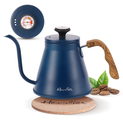 Image 1 de 7.. Zachvo harriet Gooseneck Kettle, 37oz Pour Over Kettle with Thermometer, Coffee Kettle for Stovetop, Stainless Steel Kettle with 3-Layer Base,