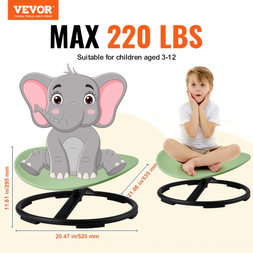 VEVOR 220 LBS Kids Swivel Chair, Sensory Spinning Chair, Autistic Kids Sensory Toy Chair with Non-Slip Metal Base, Toddler Sit and Spin Chair for