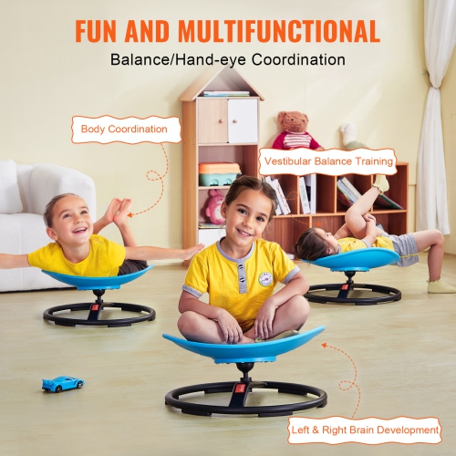 VEVOR 220 LBS Kids Swivel Chair, Sensory Spinning Chair, Autistic Kids Sensory Toy Chair with Non-Slip Metal Base, Toddler Sit and Spin Chair for