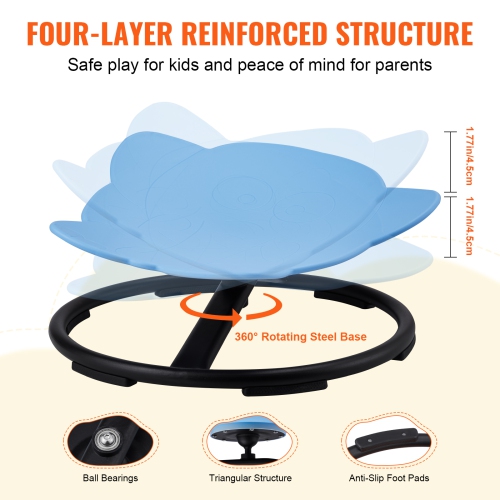 VEVOR 220 LBS Elephant Kids Swivel Chair,360° Spinning Chair,Autistic Kids Sensory Toy Chair with Non-Slip Metal Base,Toddler Sit and Spin Chair for