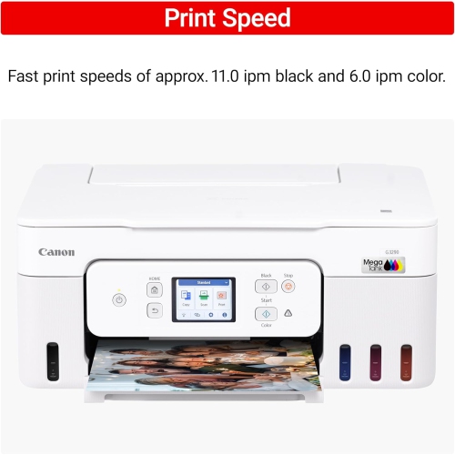 Canon Megatank G3290 All-in-One Wireless Supertank Printer, Mobile Printing, 2.7" LCD Color Touchscreen, Auto Duplex