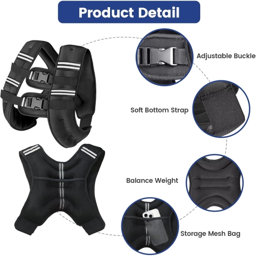 Weighted Vest with Two Adjustment Straps for Men Women,12Lb Weight Vest with Reflective Stripes for Workout,Strength Training,Running,Fitness,Muscle