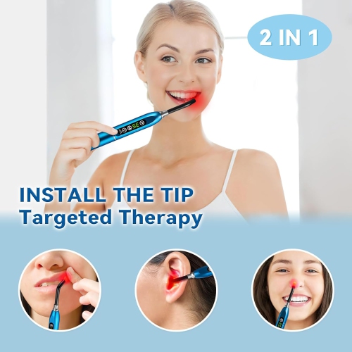 Red Light Therapy for Nose Ear Mouth,LED Light Therapy Device for Cold Sore Pain Relief Canker Sore,Handheld Infrared Light Therapy Device for Body