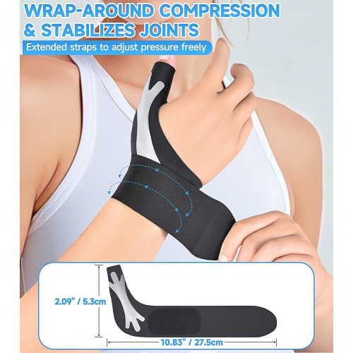 Thumb Brace Right Hand,Wrist Compression Strap & Flexible Splint Stabilizer for Arthritis,Trigger Finger,Tendonitis,Joint Pain Relief & Support for