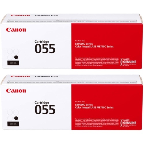 Canon CRG 055 Standard Capacity Toner Cartridge for MF743 & MF741 Printers, Bundle with Black 2 Pack