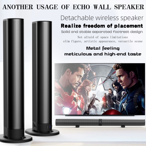 Detachable Surround Sound Bar Wireless Subwoofer 2 Speaker System Home Theater