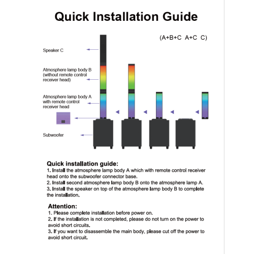 Bluetooth Speaker 2.1 Subwoofer RGB Detachable TWS Wireless Karaoke Home Theater