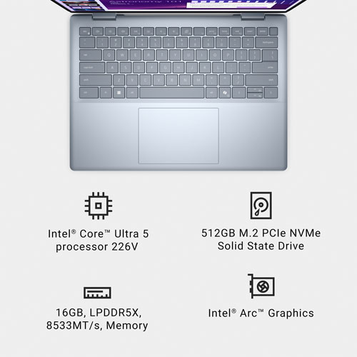 Portable 2-en-1 à écran tactile de 14 po Copilot+ PC Plus de Dell - Bleu glacier