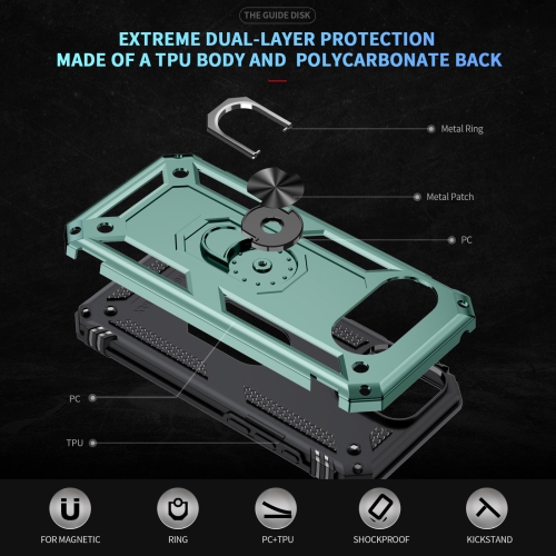 Étui de protection double couche Slim Armor XCRS pour Pixel 9a de Google – Couvercle de béquille à anneau magnétique intégré