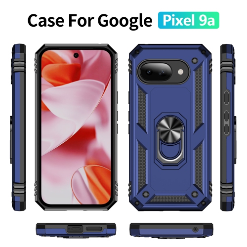 Étui de protection double couche Slim Armor XCRS pour Pixel 9a de Google – Couvercle de béquille à anneau magnétique intégré