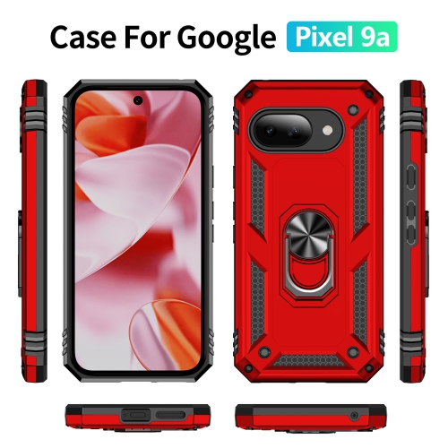 Étui de protection double couche Slim Armor XCRS pour Pixel 9a de Google – Couvercle de béquille à anneau magnétique intégré