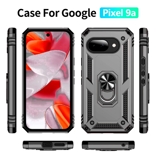XCRS Dual-Layer Slim Armor Protection Case Google Pixel 9a – Built-in Magnetic Ring Kickstand Cover