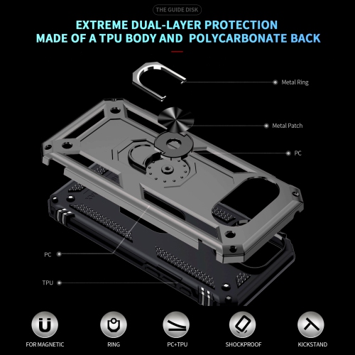XCRS Dual-Layer Slim Armor Protection Case Google Pixel 9a – Built-in Magnetic Ring Kickstand Cover