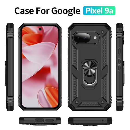 Étui de protection double couche Slim Armor XCRS pour Pixel 9a de Google – Couvercle de béquille à anneau magnétique intégré