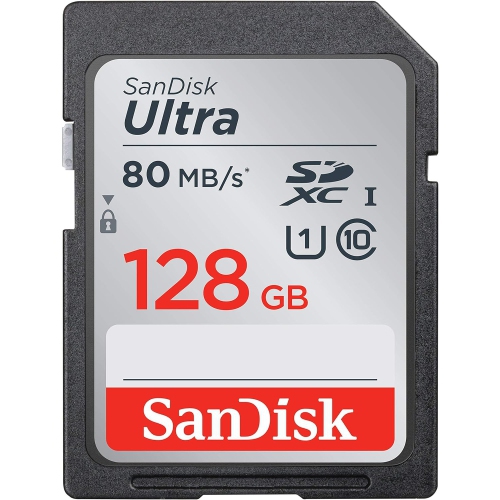 Refurbished SanDisk 128GB Ultra UHS-I Class 10 SDXC Memory Card 80MB/s, Black (SDSDUNC-128G-CN6IN)
