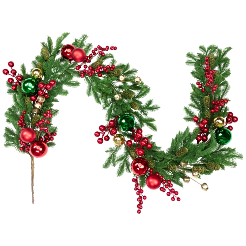 Pine with Ornaments and Berries Artificial Christmas Garland - 5' - Unlit
